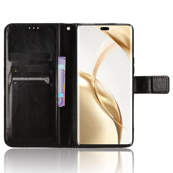 Θήκη με πτερύγιο για Honor 200 Pro 5G, Crazy Horse Wallet, μαύρη
