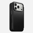 Θήκη Nomad για iPhone 17 Pro, Μοντέρνα δερμάτινη θήκη Folio, μαύρο