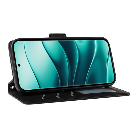 θήκη πτερύγιο για Xiaomi Redmi Note 14 Pro 5G / Xiaomi Redmi Note 14 Pro+ 5G / Xiaomi Poco X7 5G, Rhombus Crossbody Leather, μαύρη