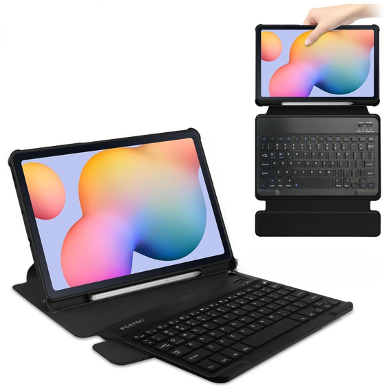 Θήκη πληκτρολογίου για Samsung Galaxy Tab S6 Lite 2024 / 2022 / 2020, Rotary 360° Leather, μαύρη