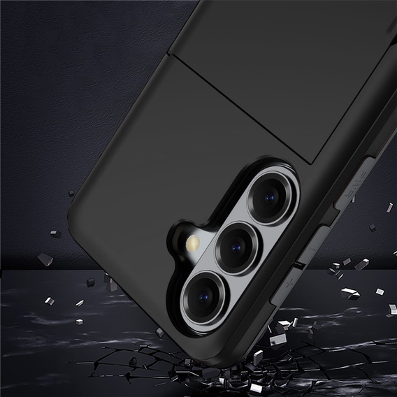 Θήκη με θήκη για κάρτες για Samsung Galaxy S26 Plus, μαύρη