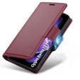 Θήκη για Oppo Reno 13 Pro, ERBORD Glossy Litchi, πορτοφόλι με πτερύγιο, κόκκινη