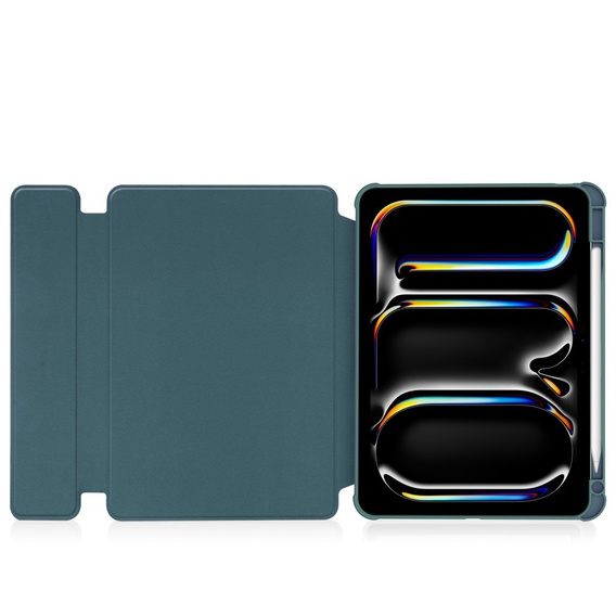 Θήκη πληκτρολογίου για iPad Pro 11" 2024 (5 gen.), Rotary 360° Leather, σκούρα πράσινη