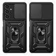 Θωρακισμένη θήκη για Samsung Galaxy S23 FE, θωρακισμένο Slide Ring, μαύρο + γυαλί 9H