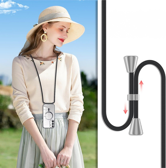Θήκη για Samsung Galaxy S25, Electro MagSafe, μαύρη + κορδόνι