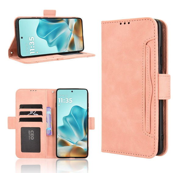 Θήκη με πτερύγιο για Motorola Edge 60 / 60 Fusion, Card Slot, ροζ