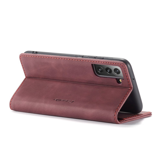 θήκη CASEME για Samsung Galaxy S22+ Plus 5G, Leather Wallet Case, κόκκινη