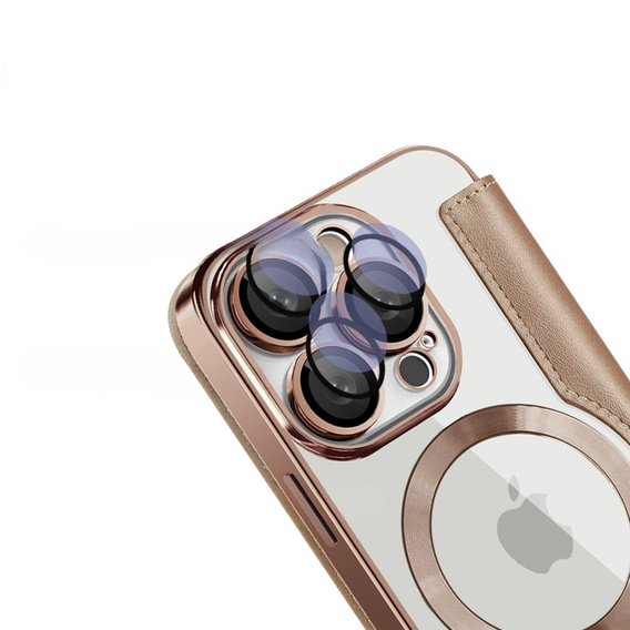 Θήκη με πτερύγιο για iPhone 16 Pro, RFID Wallet MagSafe CamShield, χρυσή