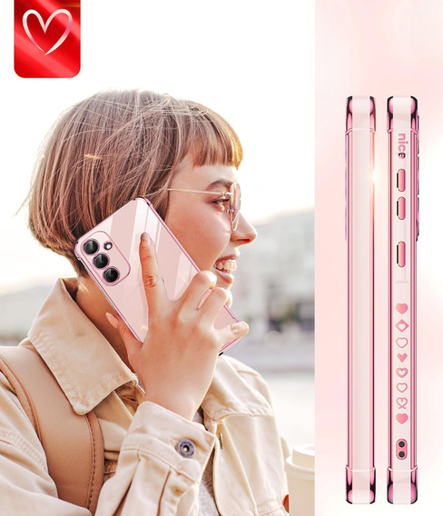 Θήκη για Samsung Galaxy A54 5G, Electro heart, ροζ rose gold + 2x γυαλί 9H