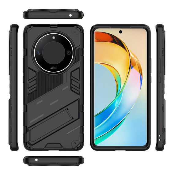 Θήκη για Honor Magic 6 Lite 5G, Military kickstand, μαύρη