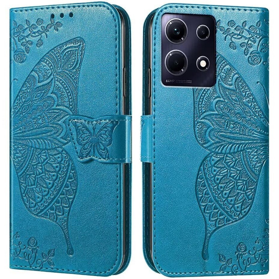 Θήκη με πτερύγιο για Infinix Note 40 Pro, Butterfly, μπλε