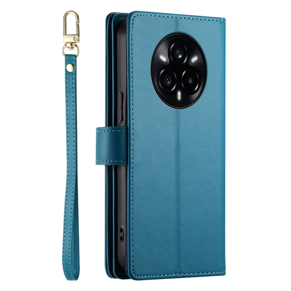 Θήκη με πτερύγιο για Realme 14 Pro 5G, Wallet Zipper Pocket, μπλε