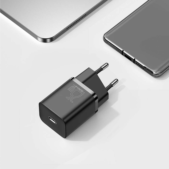 Baseus Super Si PD 25 W USB-C φορτιστής δικτύου + καλώδιο USB-C, μαύρο