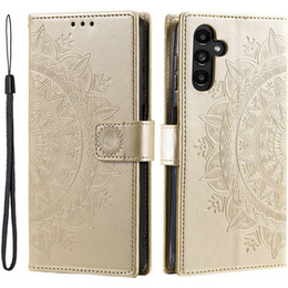 Θήκη με πτερύγιο για Samsung Galaxy S23 FE, Mandala, χρυσή