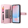 Θήκη με πτερύγιο για Samsung Galaxy S24 FE, Wallet Zipper Pocket, ροζ