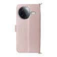 Θήκη με πτερύγιο για Xiaomi Poco F7 Ultra, Crossbody Leather Wallet, ροζ