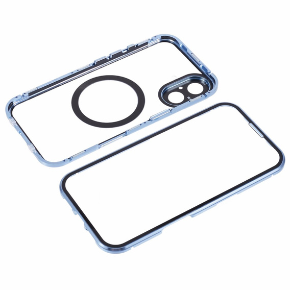 Μαγνητική θήκη MagSafe Dual Glass για iPhone 16, μπλε