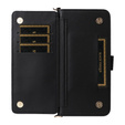 Θήκη με πτερύγιο για Oppo Reno 13 5G, Crossbody Leather Wallet, μαύρη
