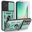 Θωρακισμένη θήκη για Samsung Galaxy A26, CamShield Slide, πράσινη + Μετριασμένο γυαλί 9H