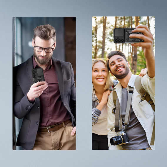 Θωρακισμένη θήκη για Samsung Galaxy A17 5G, με προστασία κάμερας, με βάση, μαύρο