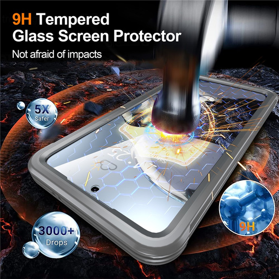 Θήκη για Samsung Galaxy S25 FE, Shockproof, με γυαλί, για MagSafe, γκρι
