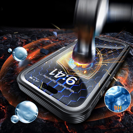 Θήκη για iPhone 16, Shockproof, με γυαλί, για MagSafe, μαύρη