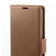 Θήκη για Xiaomi Redmi Note 13 Pro 4G, ERBORD Glossy Litchi, πορτοφόλι με πτερύγιο, καφέ