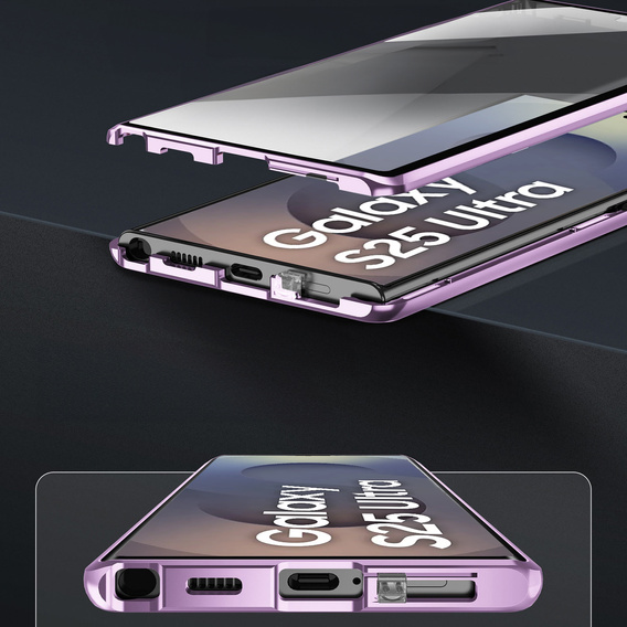 Μαγνητική θήκη MagSafe Dual Glass για Samsung Galaxy S25 Ultra, μωβ