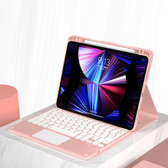 Θήκη + πληκτρολόγιο iPad Air 10.9 4 2020 / 5 2022, Touchpad, ροζ rose gold