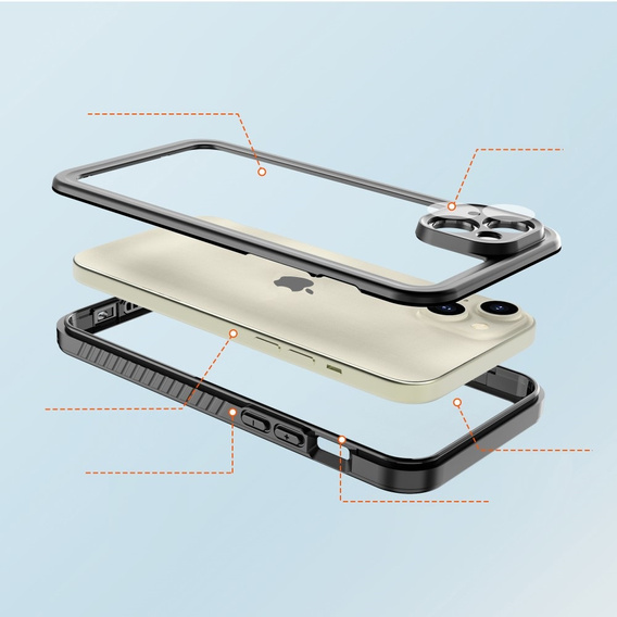 Αδιάβροχη θήκη IP68 για iPhone 15 Plus, Redpepper, μαύρη