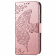 Θήκη με πτερύγιο για Realme Note 70T 4G, Butterfly, ροζ rose gold