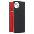 Θήκη με πτερύγιο για iPhone 15, Litchi Skin Grain, μαύρη