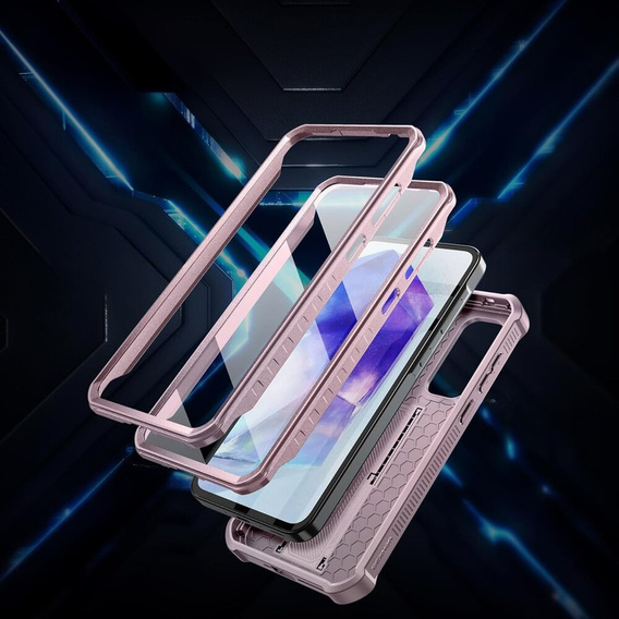 Θωρακισμένη θήκη για Samsung Galaxy A55, Dexnor Full Body (Two Frames), ροζ
