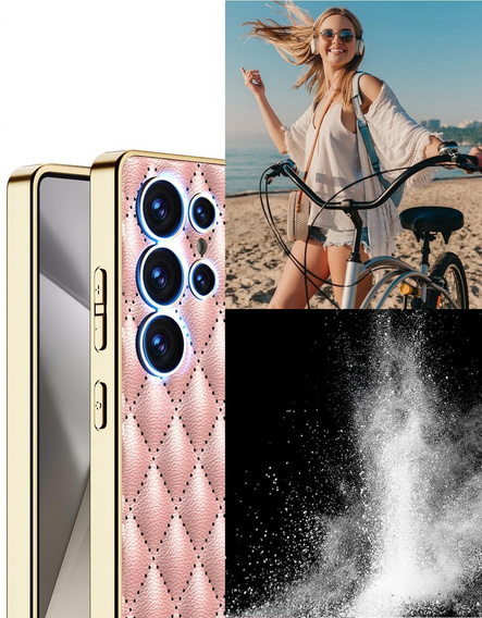 Θήκη για Samsung Galaxy S25 Ultra, Leather Rhombus, ροζ