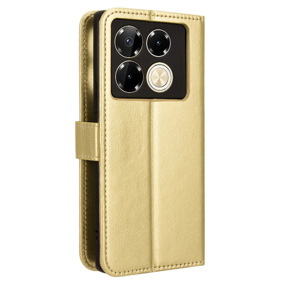 Θήκη με πτερύγιο για Infinix Note 40 Pro Plus, Crazy Horse Wallet, χρυσή