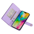 Θήκη με πτερύγιο για iPhone 16 Pro Max, Wallet Zipper Pocket, μωβ