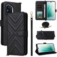 Θήκη με πτερύγιο για Honor 400 5G, Crossbody Leather Wallet, μαύρη