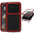 Love Mei Θήκη για Samsung Galaxy S25+ Plus, armored with glass, κόκκινη
