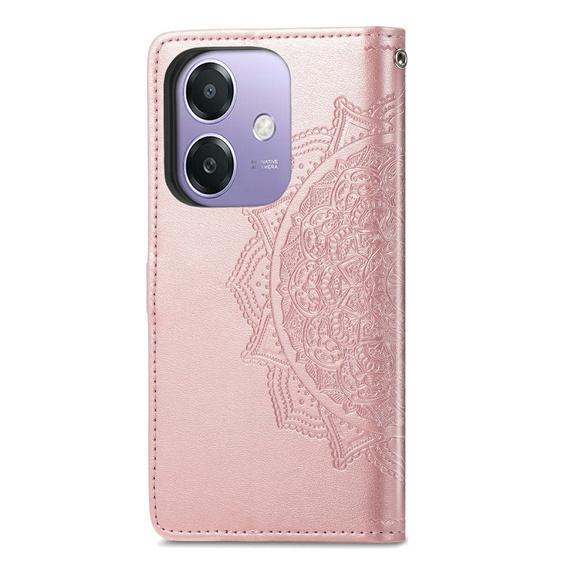 Θήκη με πτερύγιο για Oppo A40 / Oppo A40m, Mandala, ροζ rose gold