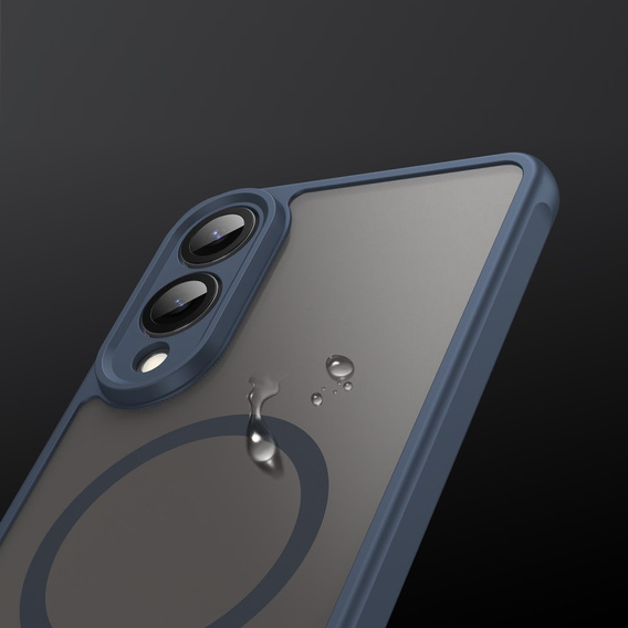 Θήκη για Samsung Galaxy S25 Edge, Kickstand Matt Case, για MagSafe, μπλε + Γυαλί οθόνης