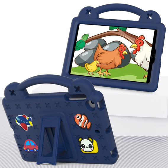 Παιδική θήκη για iPad mini 7.9" 2019/2015/2014/2013/2012 (5/4/3/2/1 gen.), Cute Patterns, με βάση, σκούρο μπλε