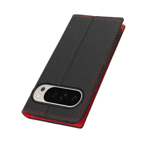 Θήκη με πτερύγιο για Google Pixel 10 Pro XL, δέρμα Litchi Grain, μαύρο