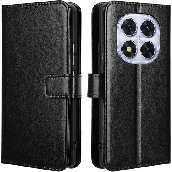 Θήκη με πτερύγιο για Xiaomi Redmi Note 14 Pro, Crazy Horse Wallet, μαύρη