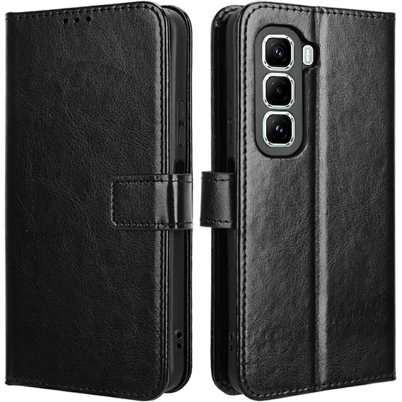 Θήκη με πτερύγιο για Infinix Hot 50 Pro+ 4G, Crazy Horse Wallet, μαύρη