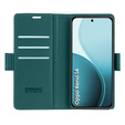 Θήκη για Oppo Reno 14, ERBORD Glossy Litchi, πορτοφόλι με πτερύγιο, πράσινη