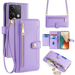 Θήκη με πτερύγιο για Xiaomi Redmi Note 13 5G, Wallet Zipper Pocket, μωβ