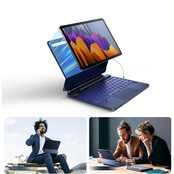 Θήκη πληκτρολογίου για Samsung Galaxy Tab S10 Lite / S10 FE / S9 FE / S9, Dexnor Magnetic Keyboard Touchpad, μπλε
