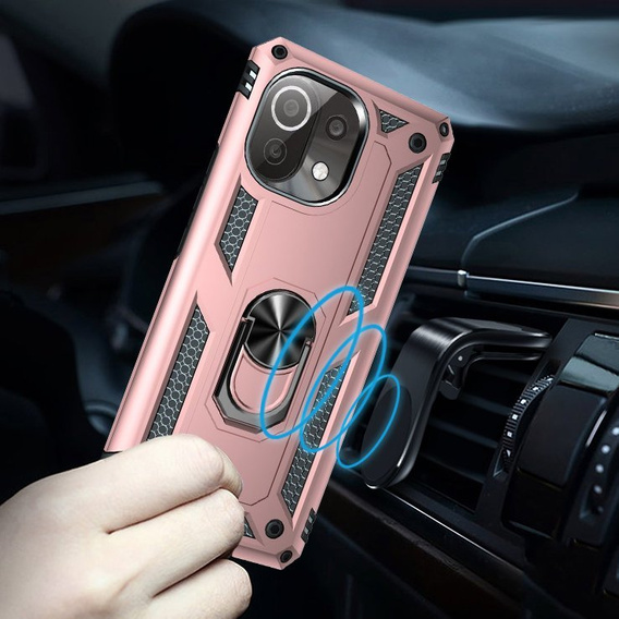 θωρακισμένη θήκη για Xiaomi Mi 11 Lite / Mi 11 Lite 5G / 11 Lite 5G NE, Nox Case Ring, ροζ rose gold