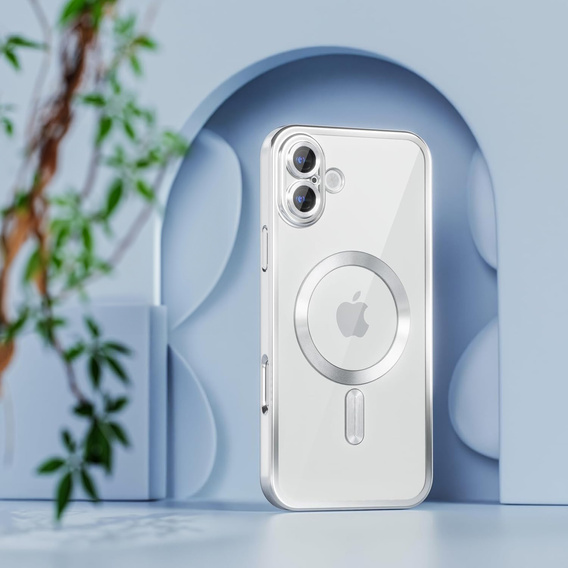 Θήκη για iPhone 16 Plus, Electro MagSafe, ασημένια + Γυαλί για την οθόνη