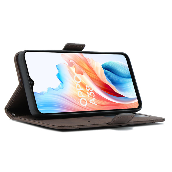 Θήκη με πτερύγιο για Oppo A38 4G / Oppo A18 4G, Card Slot, καφέ